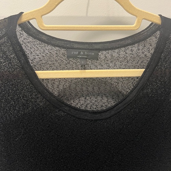 Rag & Bone Mesh Short Sleeve Top with Scoop Neck in Black, Size Small - Picture 7 of 14
